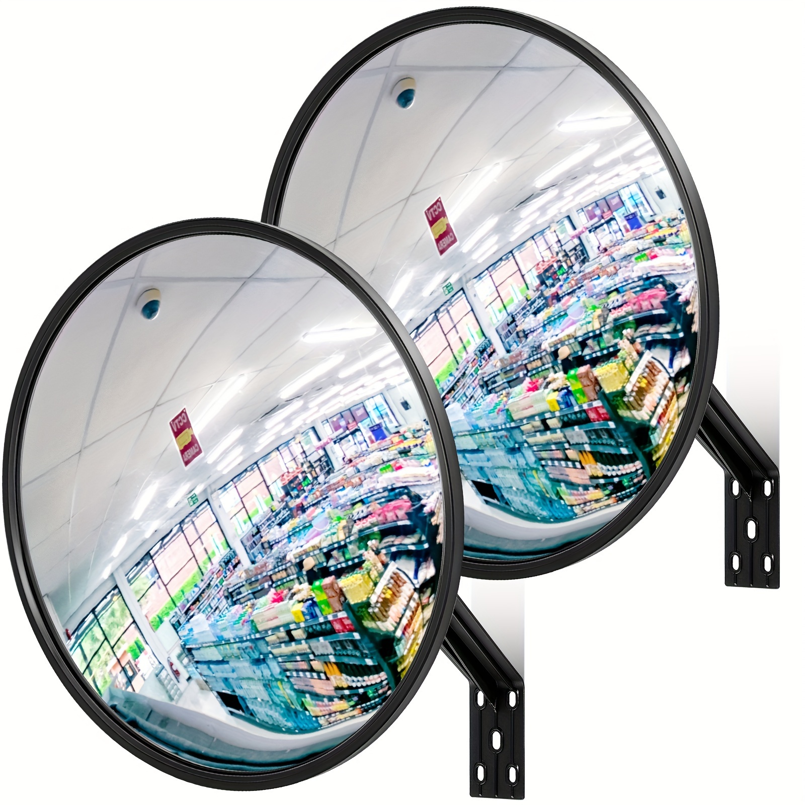 

2 Pcs Convex Mirror Acrylic Traffic Garage Corner Mirror Adjustable View Mirror With Fixing Bracket For Indoor Classroom Warehouse (12 Inch)