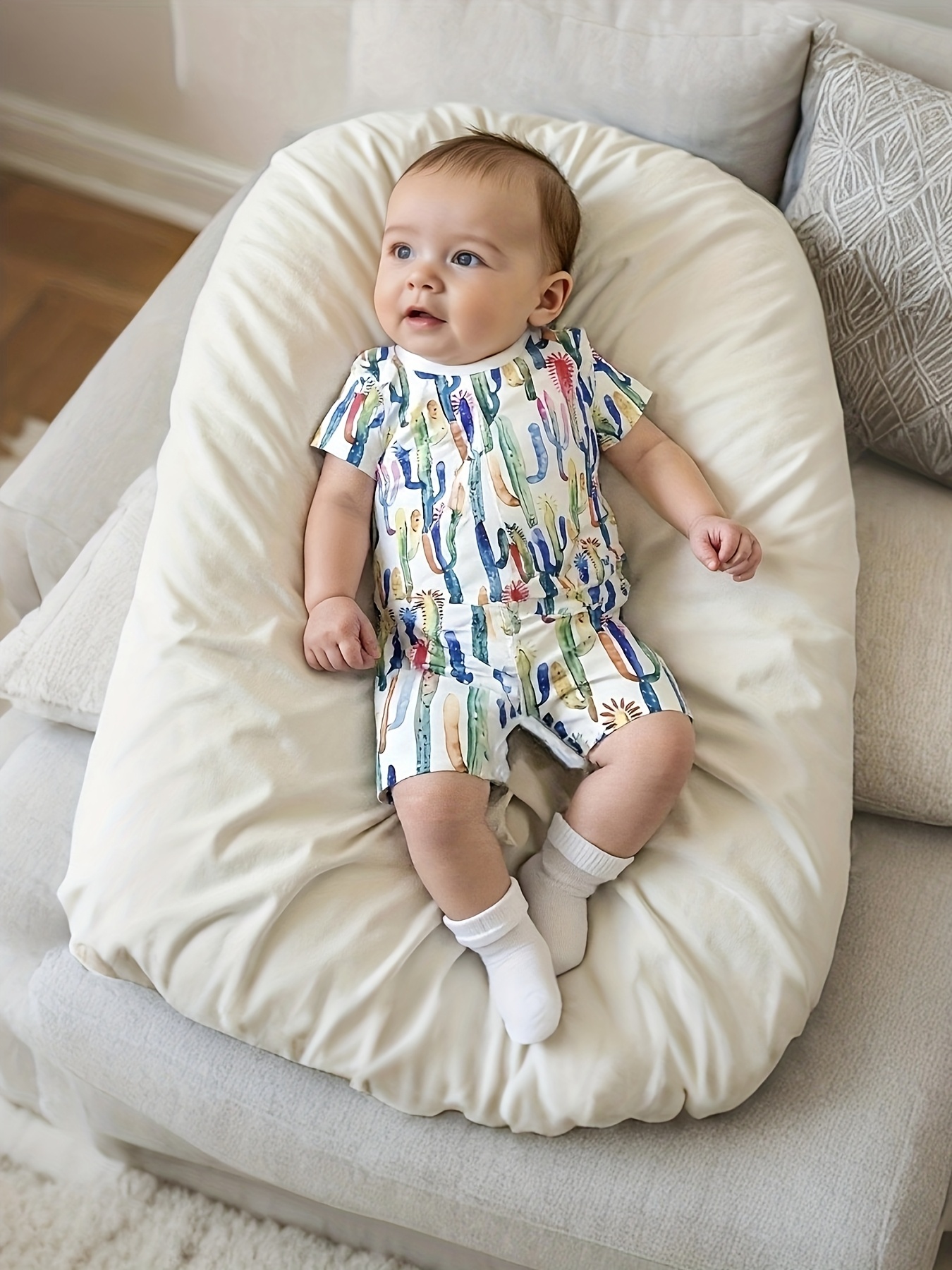 boys' spring/summer casual cactus print romper colorful Temu Oman