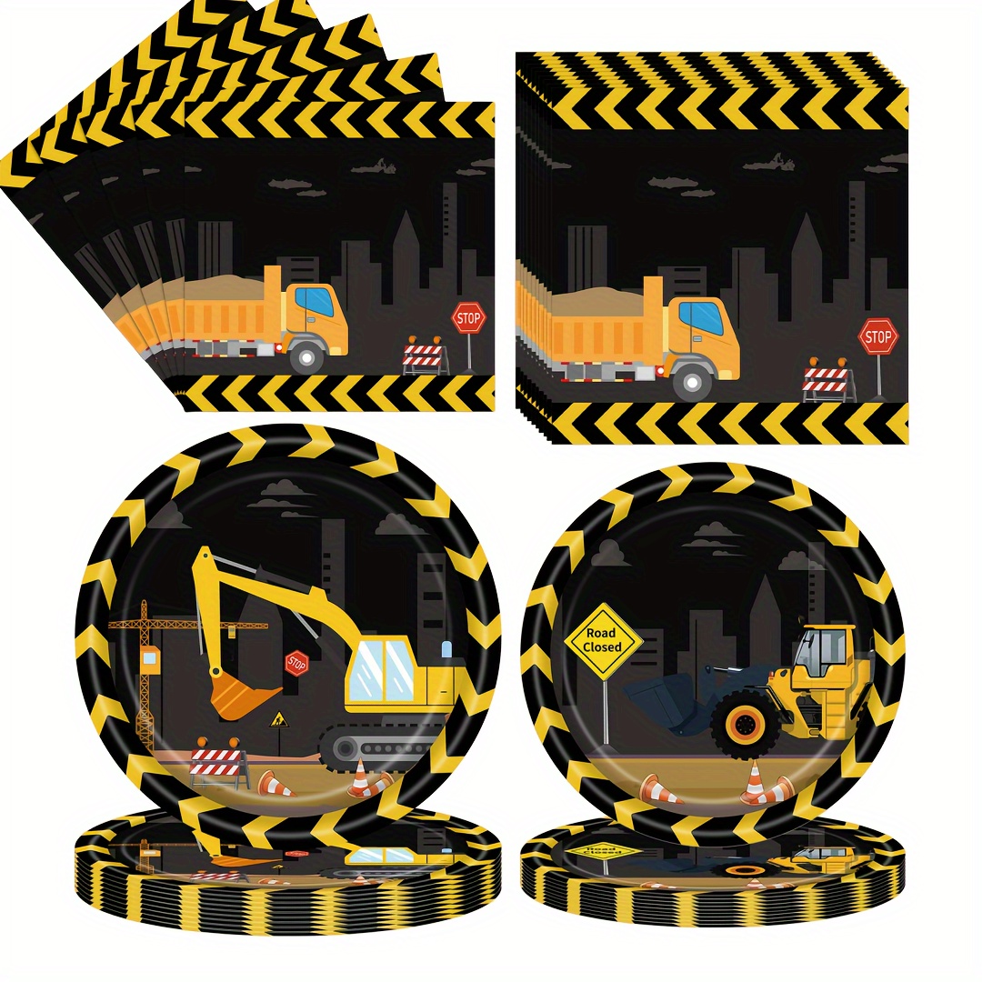 

40/80/120 Pcs Construction Party Supplies, Construction Theme Birthday Party Decoration