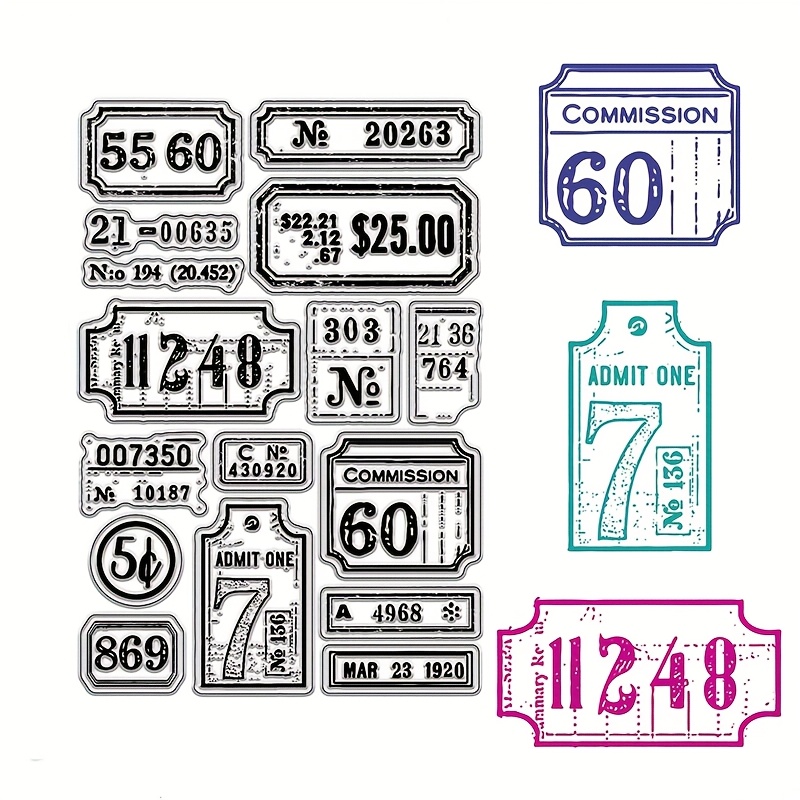 E-shop transparenter Stempel mit Vintage-Nummermustern, geeignet für Kartenherstellung, handgemachte Collagen und Albumdekoration