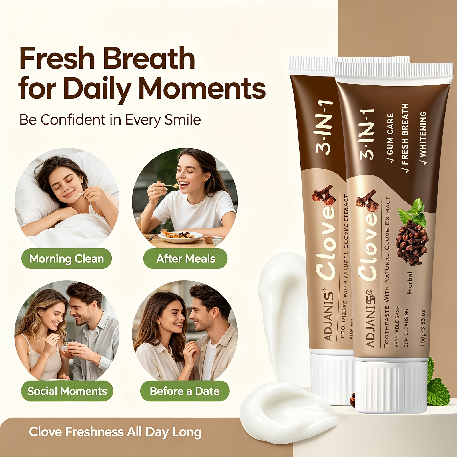 2-Pack ADJANISS Clove Toothpaste with Hydroxyapatite