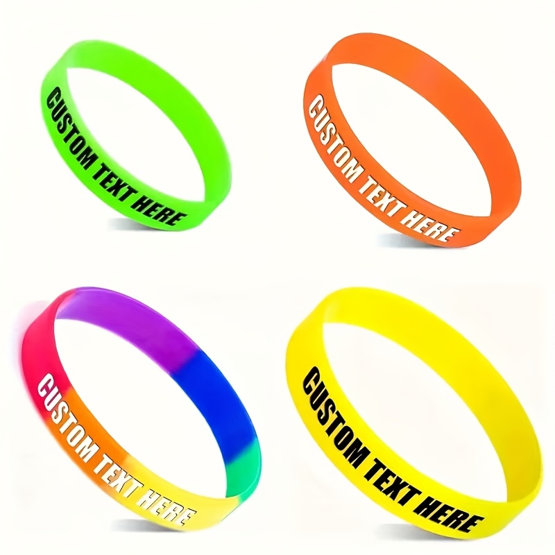 TEMU 12pcs Custom Silicone Wristbands, Set Of , Multiple Colors And Combinations. Class Graduation Team-building Activity Commemorative Wristbands,