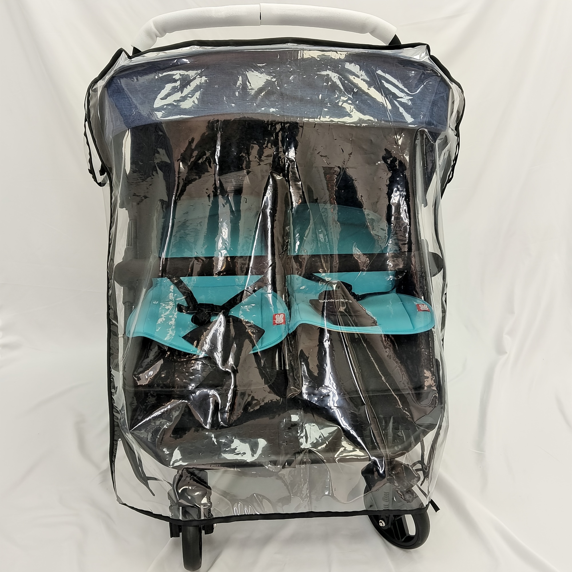 Image of Waterproof Double Stroller Rain Cover For Strollers - Clear, , Protection For Rain, Wind, Snow, Cold, Dust - Ideal Outdoor Accessory