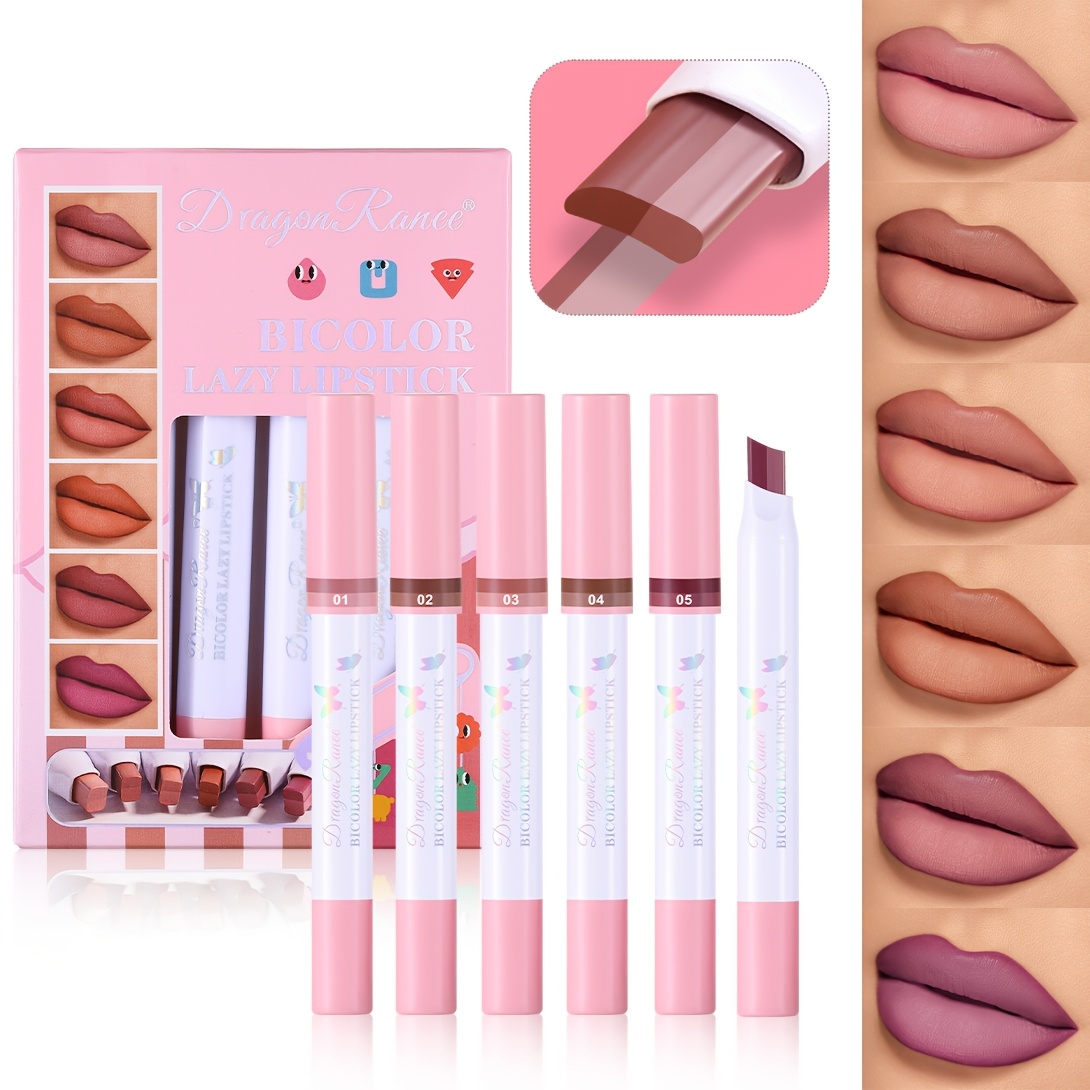 Image of 6pcs Matte Lipstick Pen Set - Waterproof, Sweat-proof, Long-lasting, Easy To Apply - Suitable For Types, Sweat-proof Makeup | Dual Lip Color | Matte
