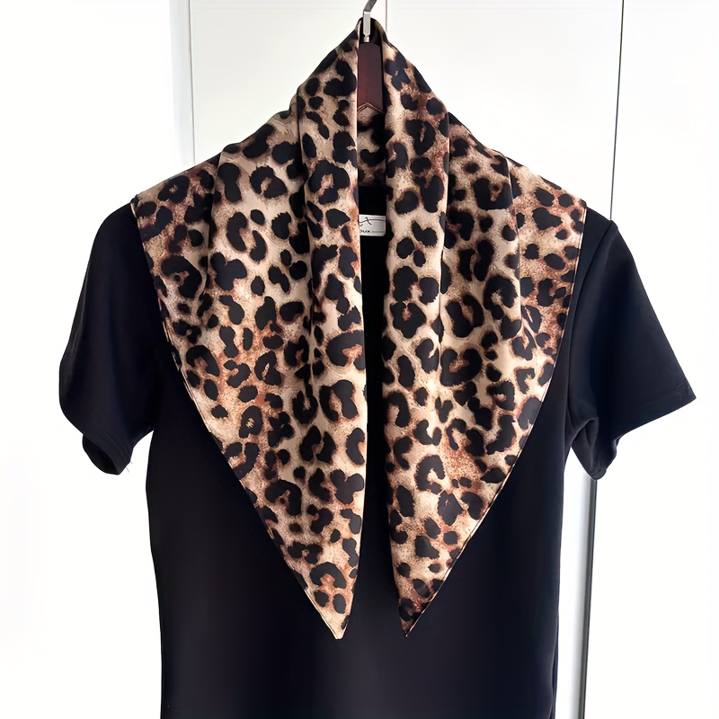TEMU 2025 New Simulation Leopard Scarf, 27.5 Inches, 100% Polyester Fiber, Lightweight And Breathable, Multi-functional Use