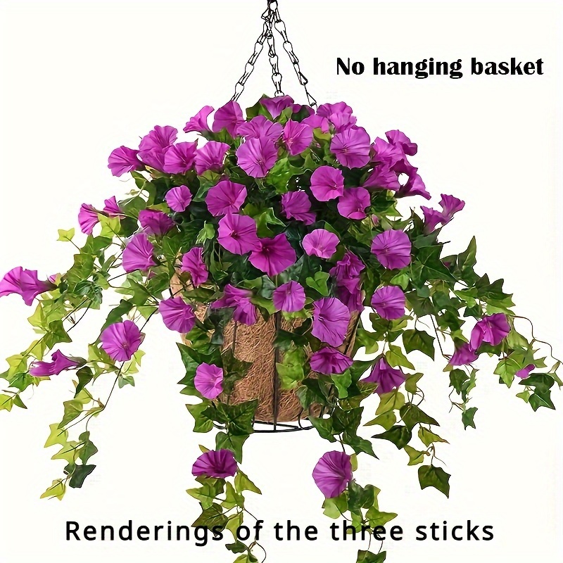 

1pc Artificial Petunias Flower Hanging Plant - Durable, Lifelike Outdoor/indoor Decorative Accessory - Easy To Hang, No Maintenance Required