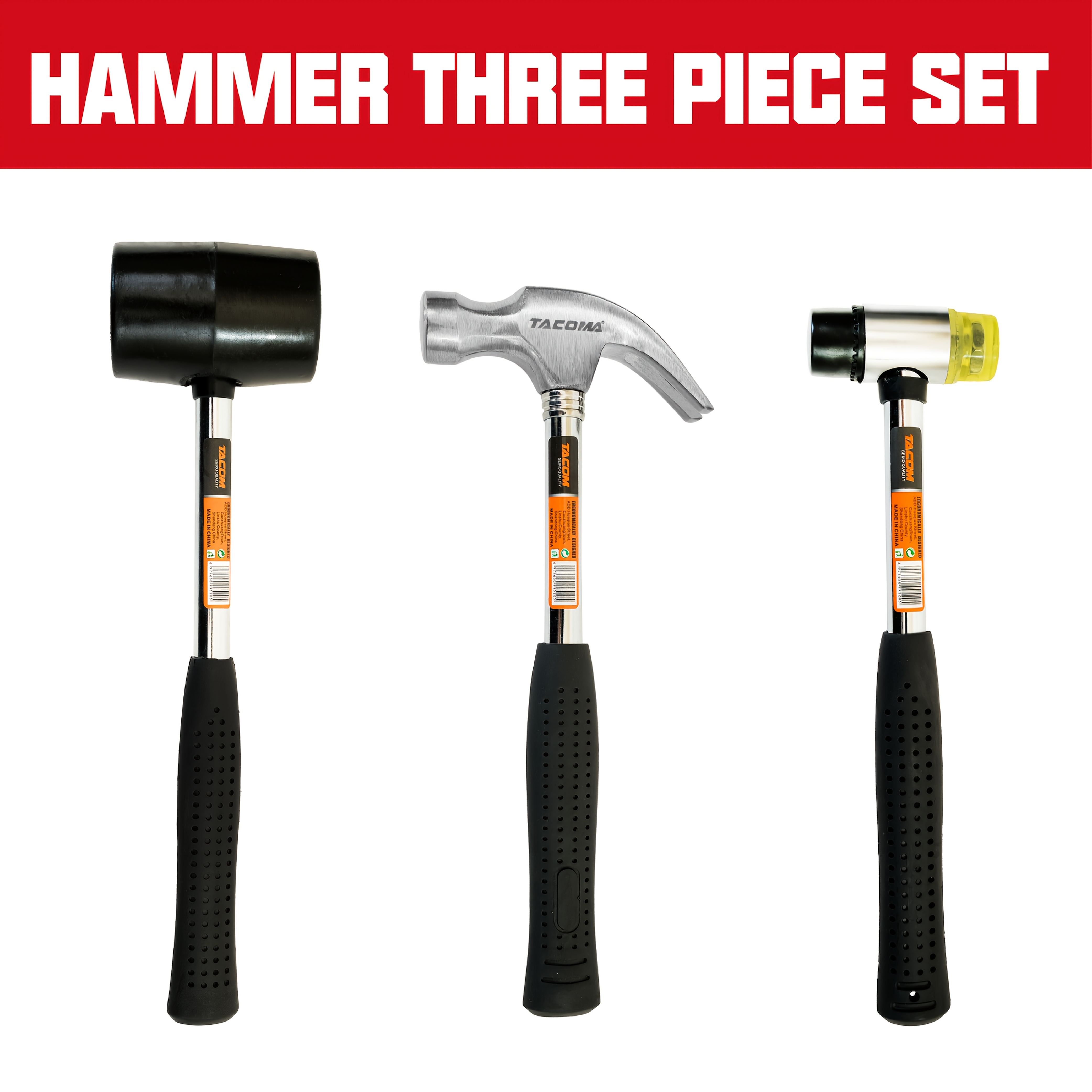 Set Of 1/2/3 : 8-ounce Claw Hammer, 8-ounce Rubber Mallet, And 25mm Installation Hammer. Ideal For Home Repairs, Assembly, Diy Projects, Woodworking, And More.