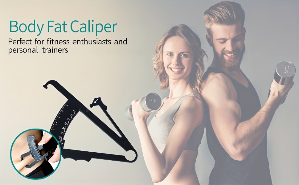 [Accurate Body Caliper] Accurate 1pc Body Caliper & Measurement Chart Combo - Durable ABS Material, Easy-to-Use Skinfold Tool for Men & Women with Anti-Skid Grip, Perfect for Home Gym or DIY Fitness Tracking
