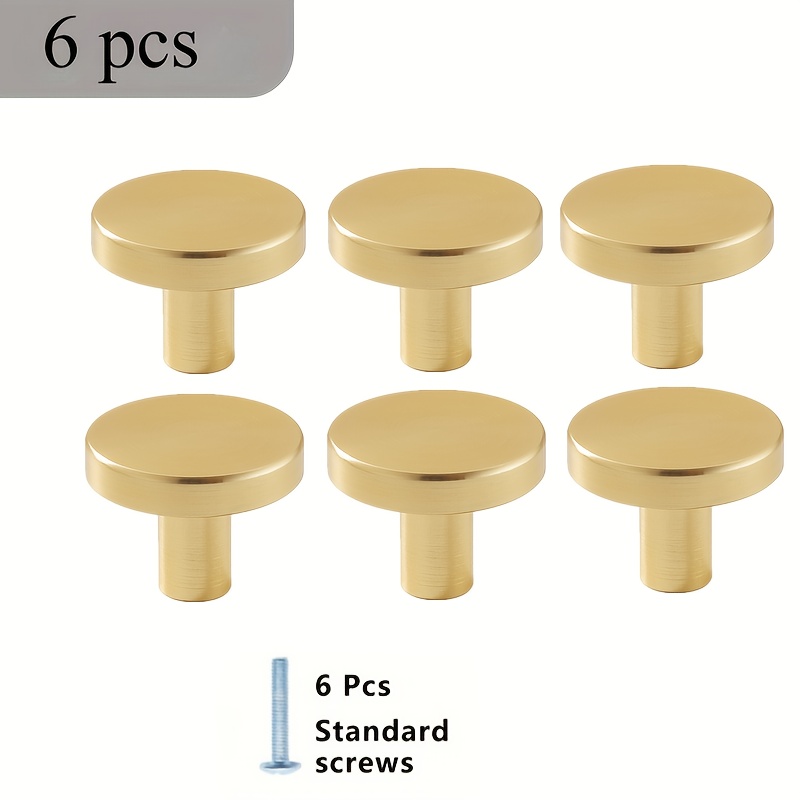 E-shop 6 Stück matte schwarze Schrankgriffe mit T-förmigen Stangen & goldenen Einloch-Zuggriffen - Aluminiummaterial - Küchen-