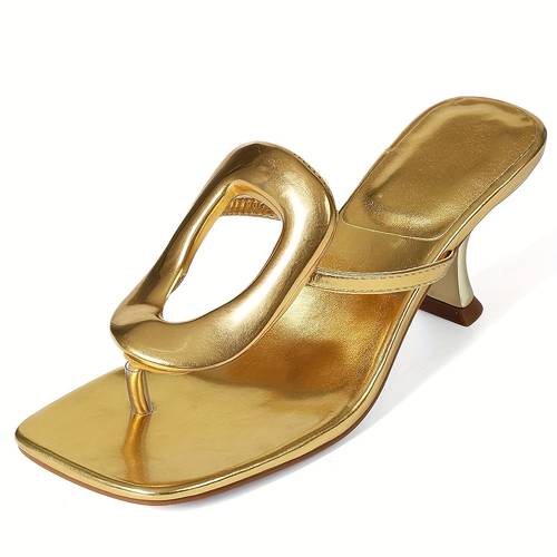 metallic women flip flops sandals kitten heels square toe colorful metal sexy fashion elegant dress summer beach sandals