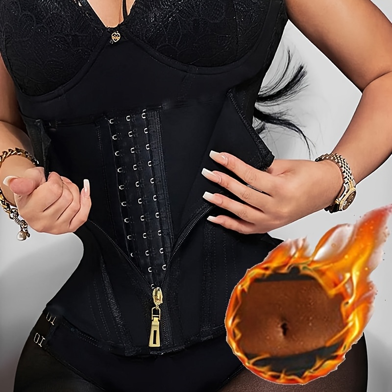 women's plus size latex waist trainer belt toning zipper