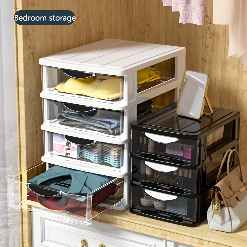 3 4 5 tier stackable drawer organizer set   and rust resistant   plastic storage drawers for home office bathroom dorm multifunctional for clothing makeup stationery storage