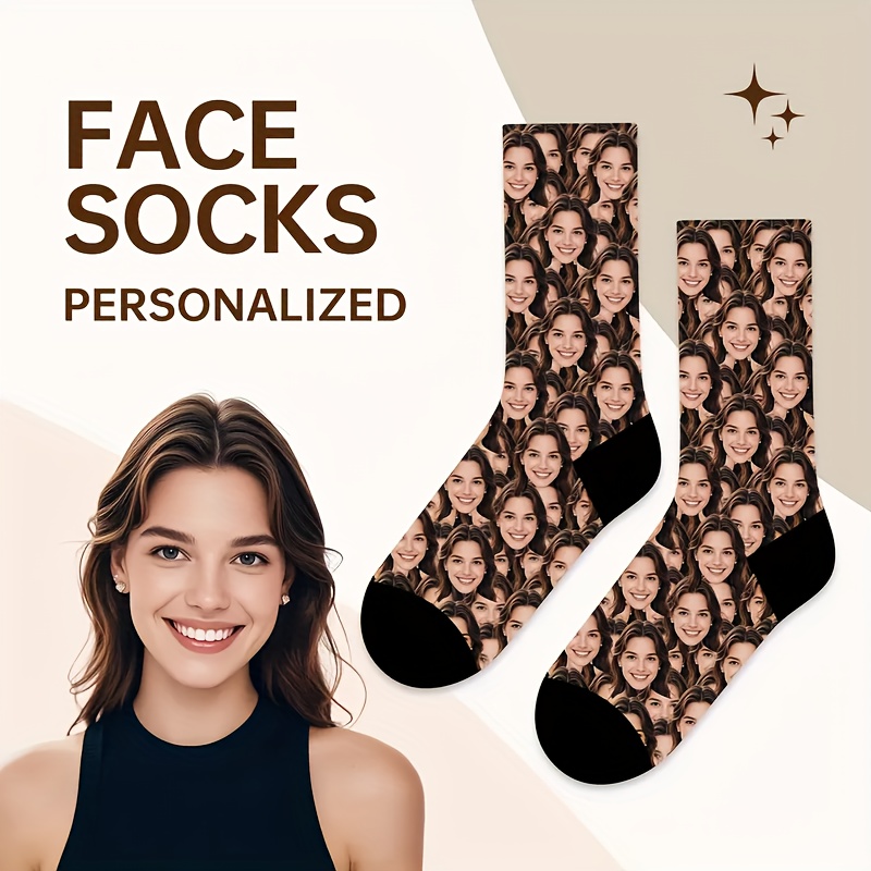 E-shop 1 Paar personalisierte Gesichts-Socken, personalisierte lustige Geschenk-Schiffssocken mit Fotoanpassung, neuartige modische
