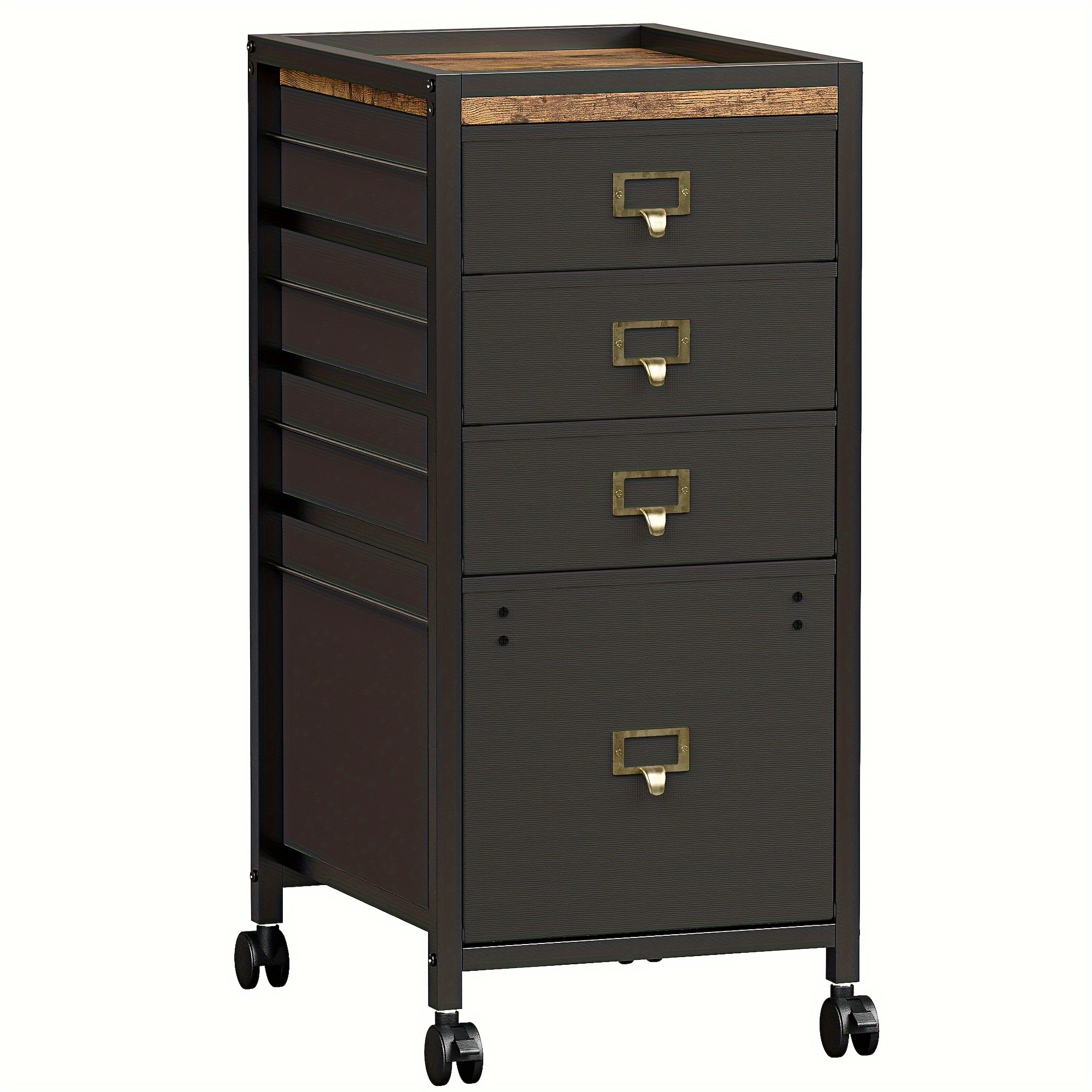 

File Cabinet With 4 Drawers, Home Office Mobile File Cabinet, Fabric Vertical File Cabinet With Wheels, Fits A4 Or Letter Size Printer Stand