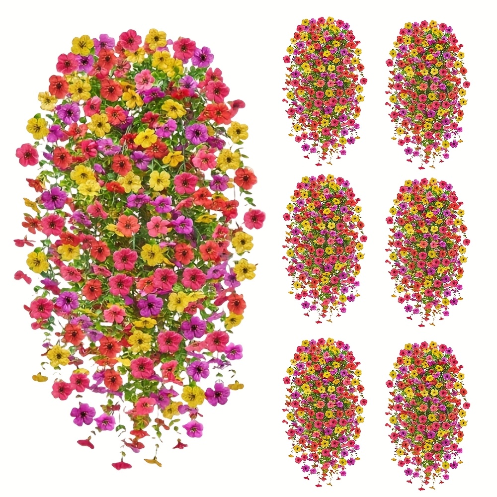 2 6 8pcs high anti oxidation artificial hanging flowers outdoor spring and summer decoration uv resistant artificial orchid   flowers suitable for garden porch windows home patio decoration mixed colors
