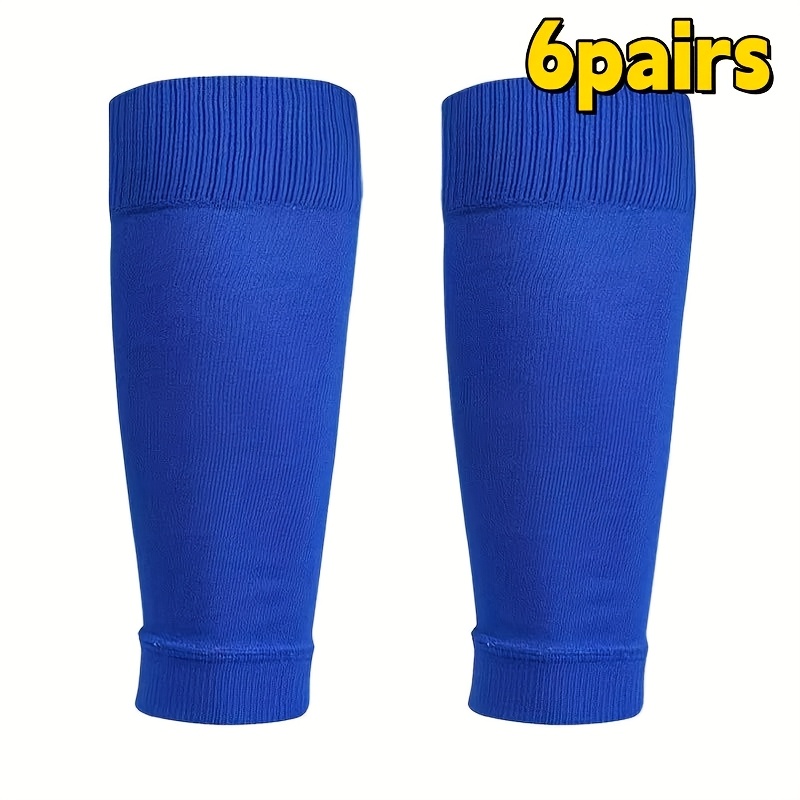 TEMU 6-pair Elastic Knee-high Compression Leg Sleeves, Breathable And Moisture-wicking, Available In Multiple Colors, Enhances Athletic Performance