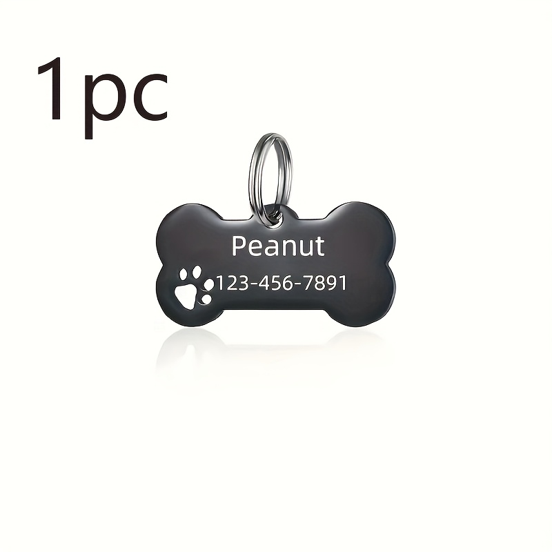 TEMU 1pc, Custom Personalized Dog Tag, Stainless Steel Tag With Engraved Name And Phone Number, Durable Pet Anti-loss Id Tag, Dog Name Tag
