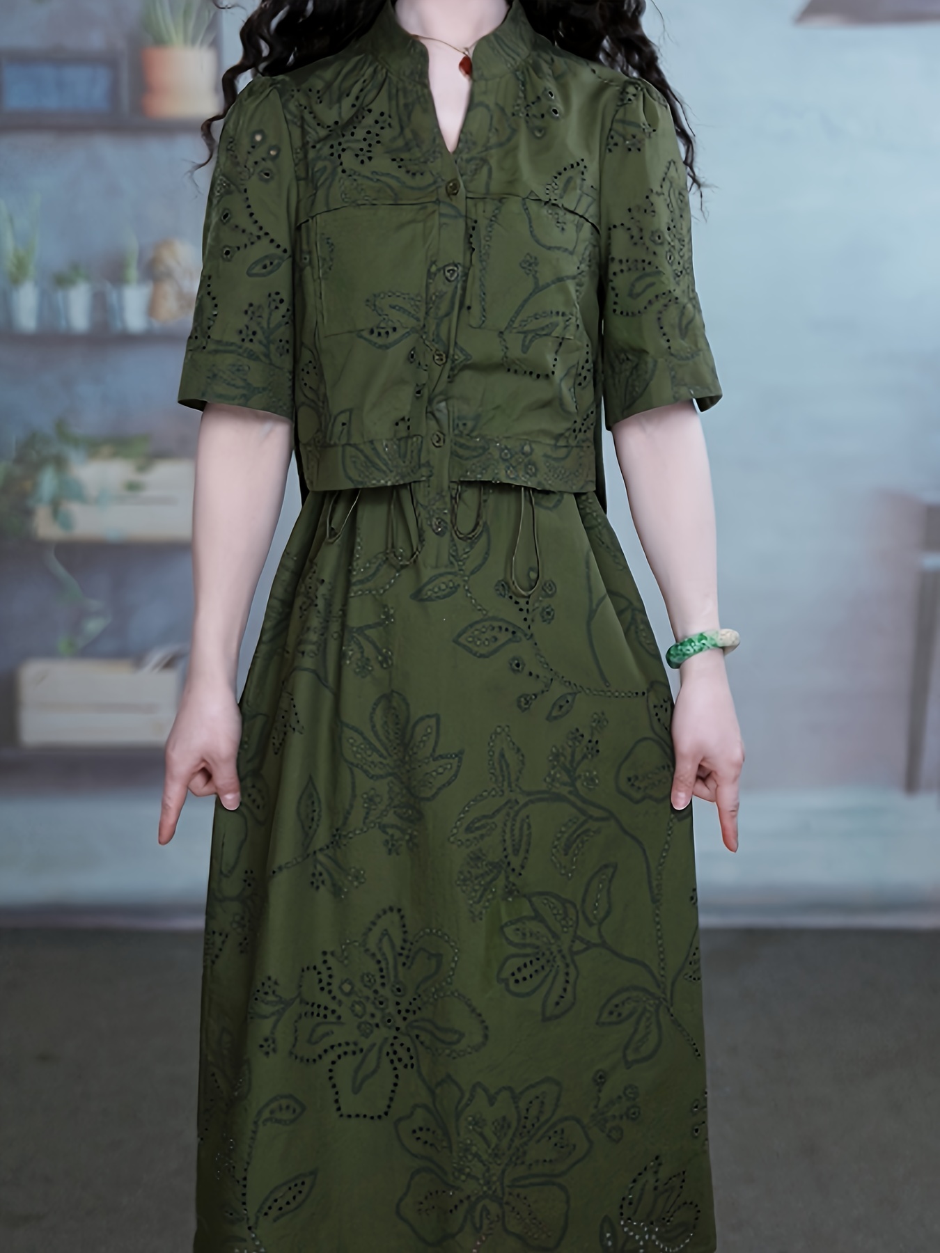 army green color dress - Iceland