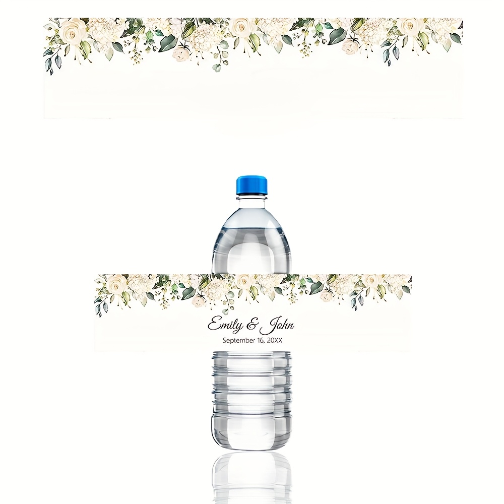 TEMU Étiquettes de bouteille d'eau personnalisées - événementielles Eucalyptus Mariage Fête prénuptiale Emballages de bouteille - Étiquettes de