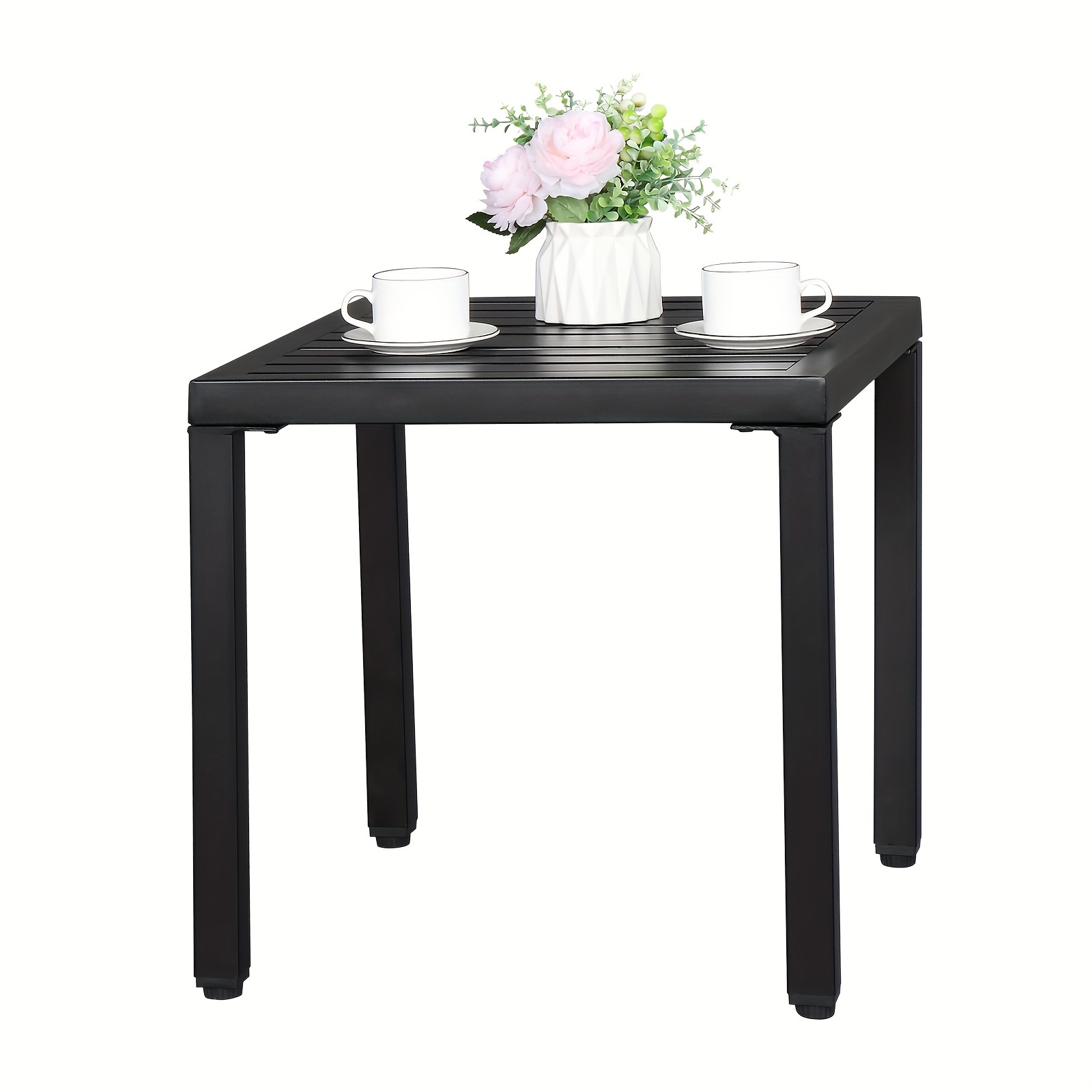 

1pc Fashionable And Simple Wrought Table, Small Square Side Table For Outdoor Indoor, Patio End Table, For Backyard, Poolside, Balcony, Living Room, 19*19*18