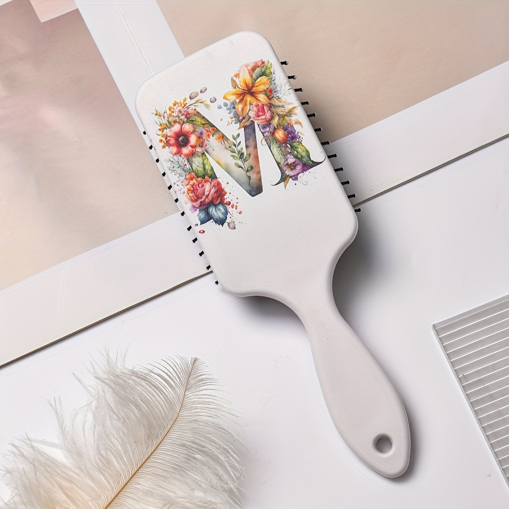 E-shop 1 Stück Simulierte Blumen-Buchstaben-Haarbürste – Große Antistatische Nylon-Kamm mit Langlebigem ABS-Kunststoffgriff, Komfortpolster-Design für