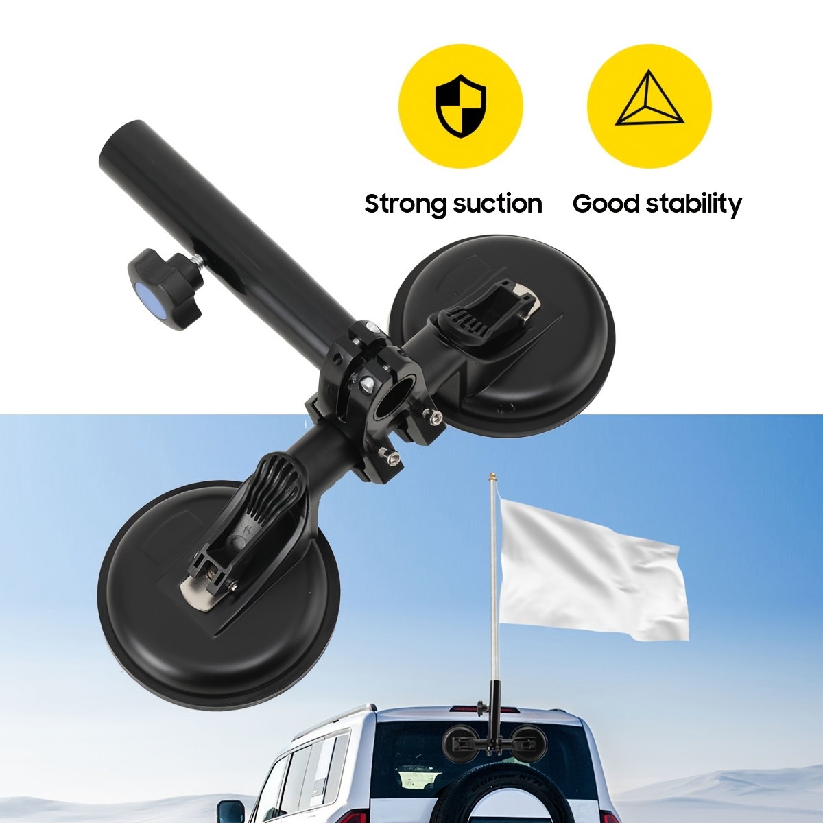Adjustable Flagpole Holder With Double Suction Cups For Vehicles, Suitable For Mounting Flags