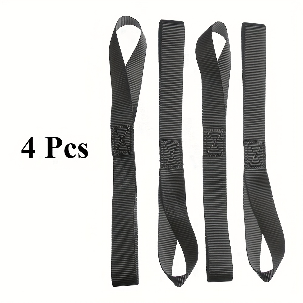 A Set Of 4 Straps Designed For Uses, Including A Soft Circular Strap For Securing Motorcycles, A Versatile Strap For Beach Bikes, And A Portable, User-friendly Option