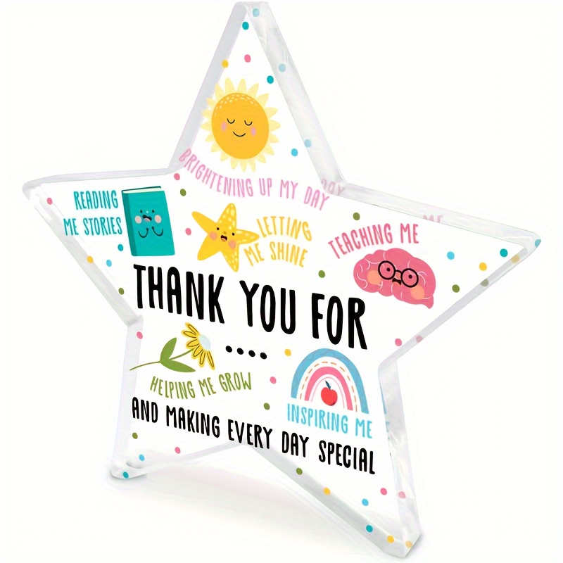 Image of 1pc, Acrylic Star Shape Appreciation Plaque (4.72''x4.72''/12cm*12cm), Teacher Thank You Gift, Inspirational Desk Decor, Birthday Christmas Teacher's Day Graduation Gift, School Back To School Present