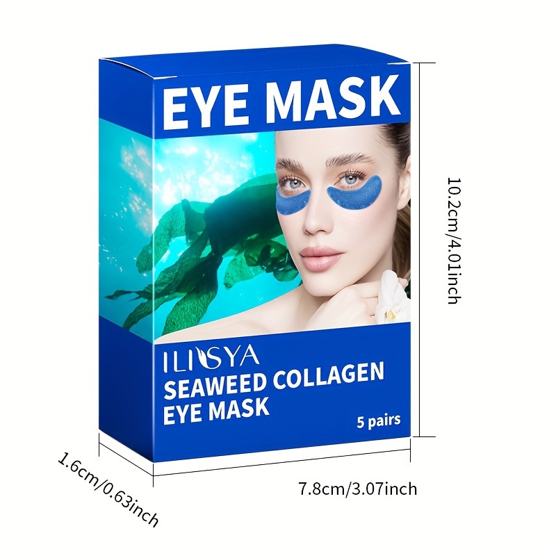 5 Pairs Seaweed Collagen Eye Masks, Crescentshaped Hydrogel, Intensive