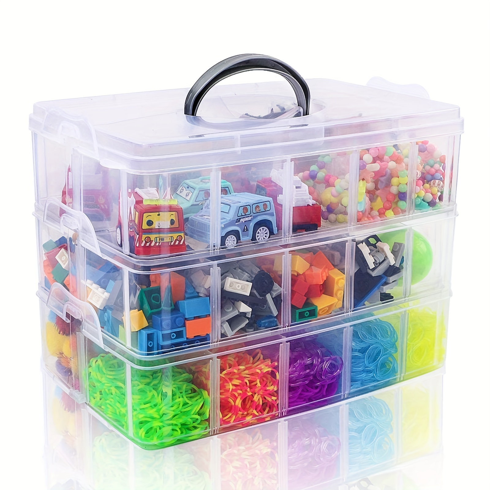 

1pc 3-tier Stackable Storage Container Box With Dividers 30 Compartments, Bead Organizers For Art Craft Storage, Washi Tape Jewelry Beauty & Sewing Supplies