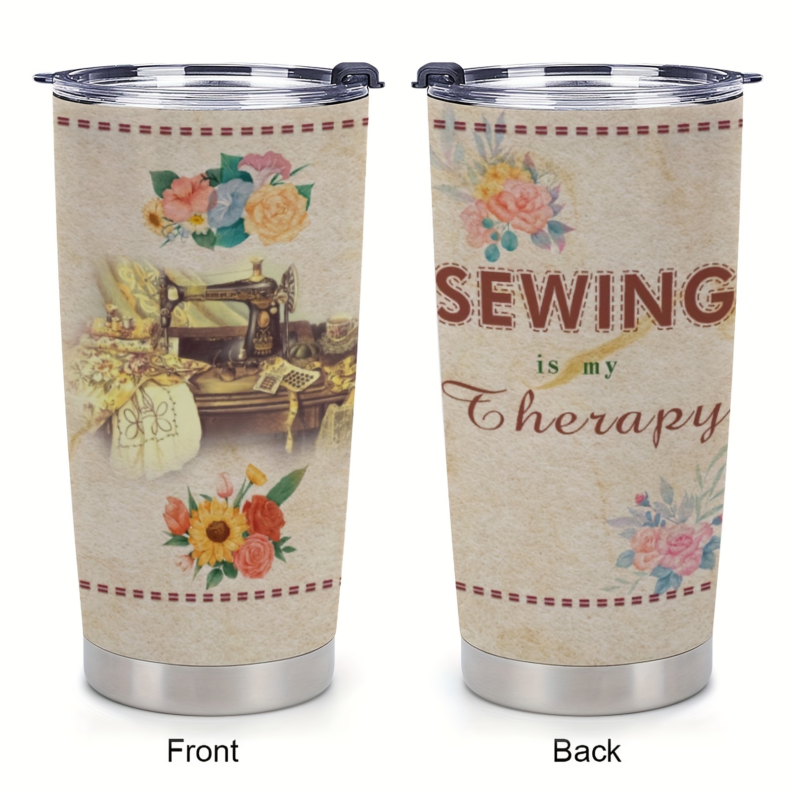

Sewing Tumbler Sewing Therapy 20oz Tumblers With Lid Gift For Women Quilting Crochet Lover Mom Grandma Birthday Christmas