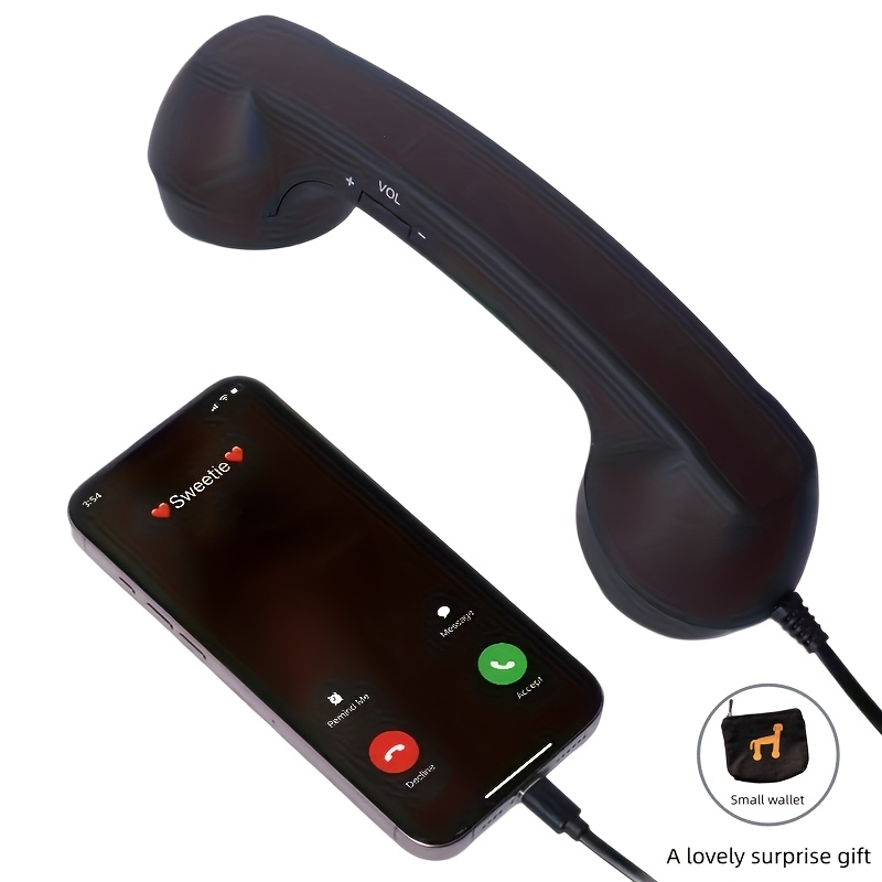 type c microphone for senior citizens phones multi color   free cable simply connect to your phone to make calls featuring a volume control button retro design with an ergonomic external earpiece making it a stylish and practical gift