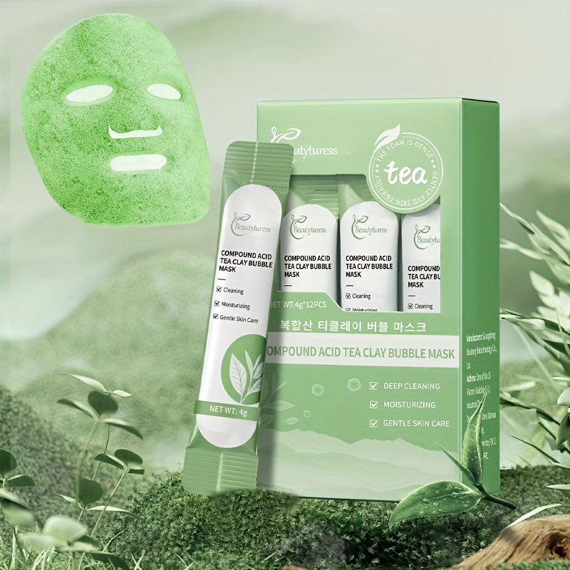 complex acid tea mud bubble mask 12 strips contains salicylic acid and niacinamide   cleanses and moisturizes delicate skin 12 strips pack for   to carry   holiday gifts 5