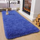 ultra soft plush area rug for bedroom living room non shedding machine washable home decor in blue