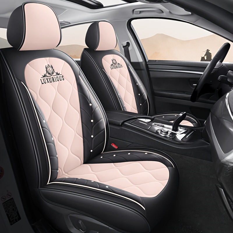 front pair quilted pvc car seat cover universal fit 2pcs Temu Spain