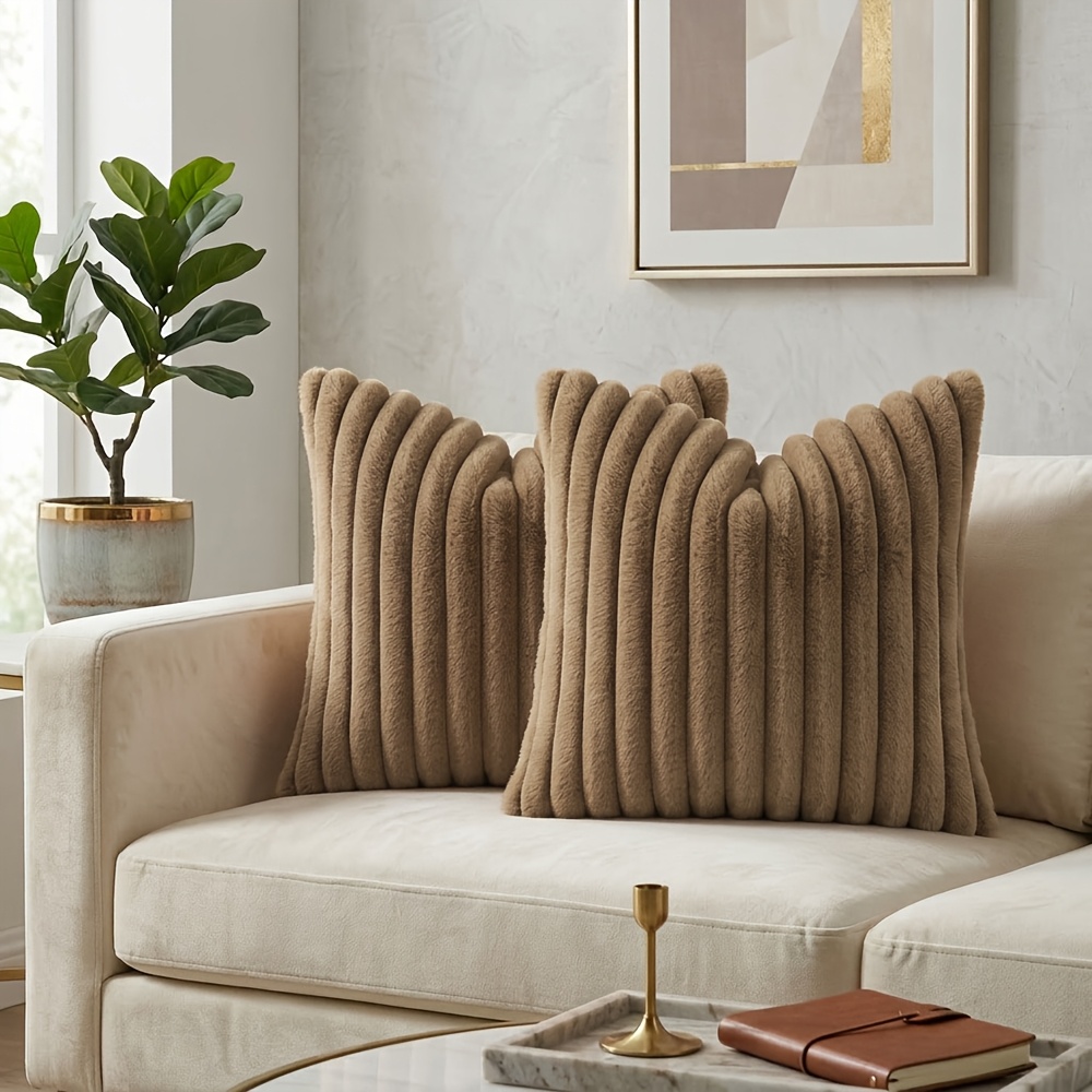 TEMU 2pcs, Housses de coussin décoratives bohèmes en fausse fourrure, 12X20In/16X16In/18X18In/20X20In, Housses de coussin décoratives bohèmes douces