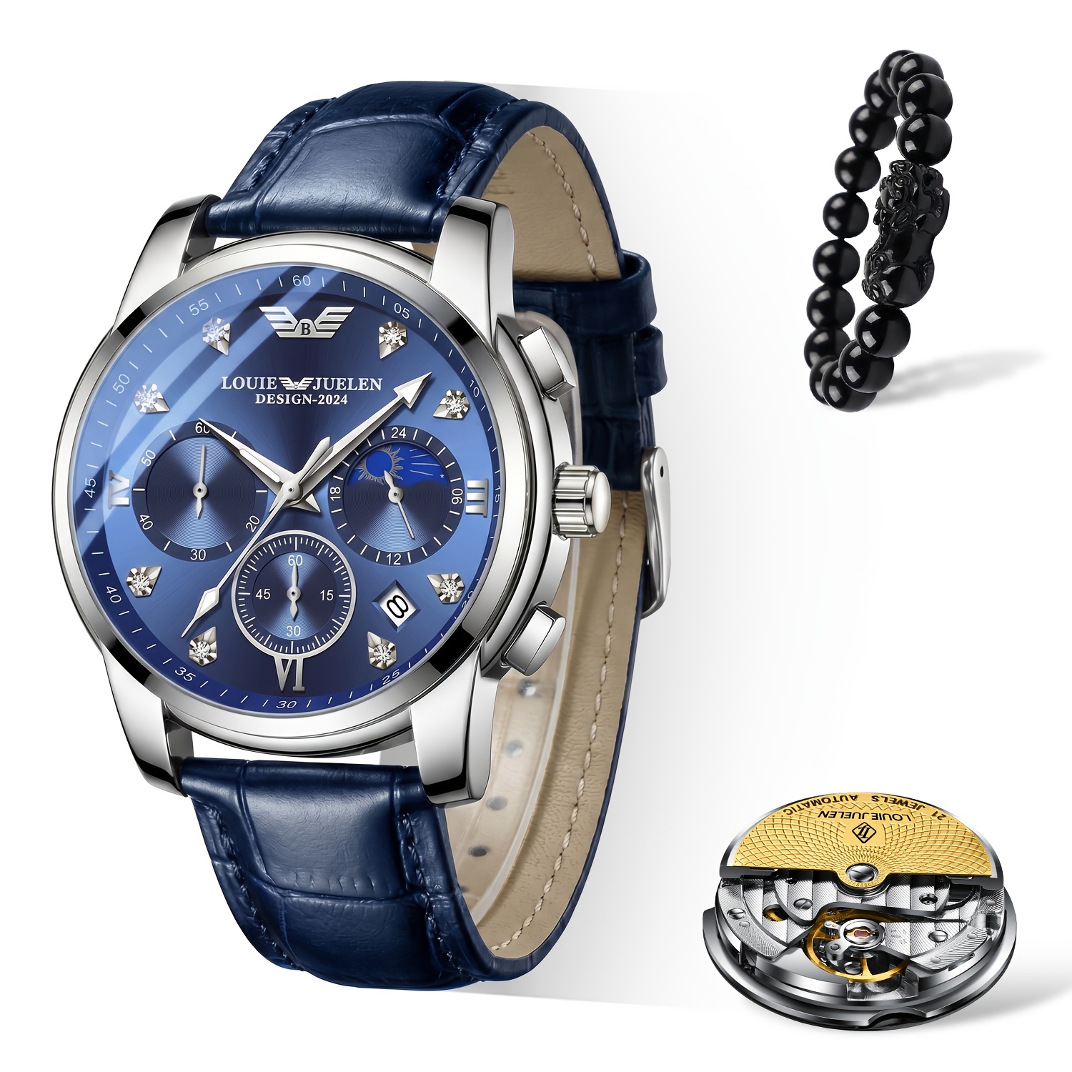 TEMU Men' Mechanical Watch, Multifunctional Dial, Suitable For Business And Social Occasions, Christmas And Father's Day Gift