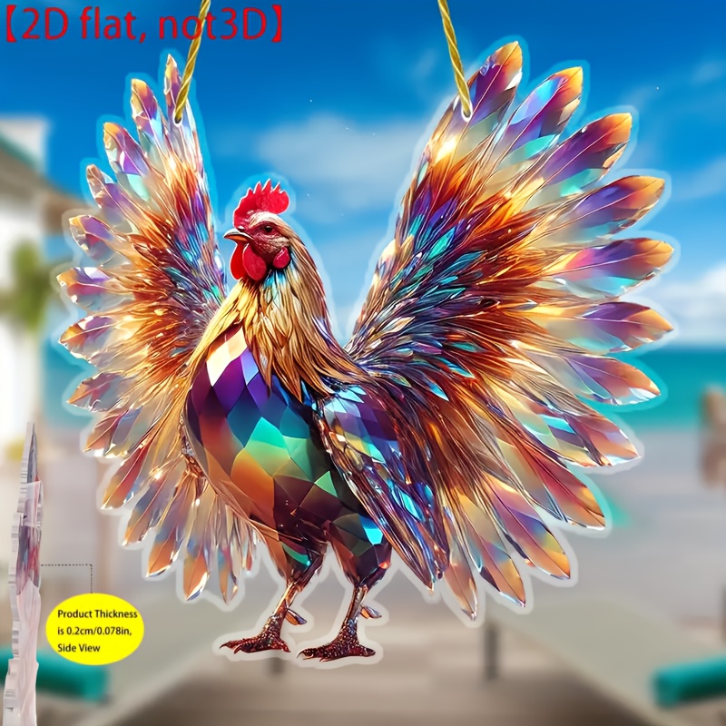 TEMU 2d Flat Acrylic Chicken-shaped Thermal Collector | 7.87 Inches X 7.87 Inches, Wall Hanging Decor, Suitable For , Unique Gift For Home And Garden