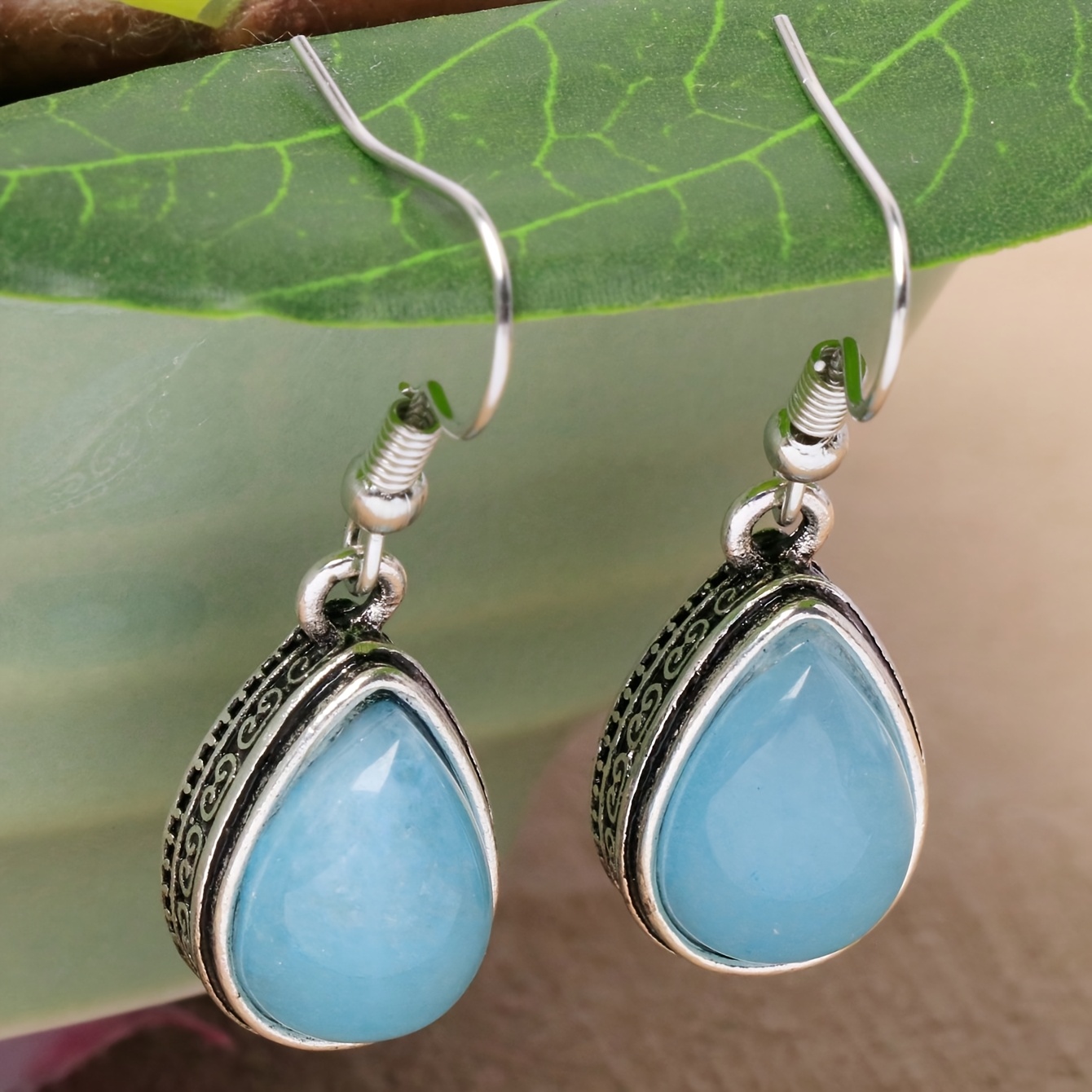 Women's Vintage Large Red Teardrop Earrings — Elegant Gift