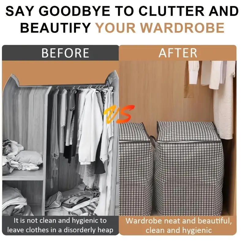 1/3pcs extra large 47.55 gallon thick storage box large capacity clothes and quilt storage bucket dustproof and bag double zipper storage bag with handle suitable for wardrobe organization and storage details 0