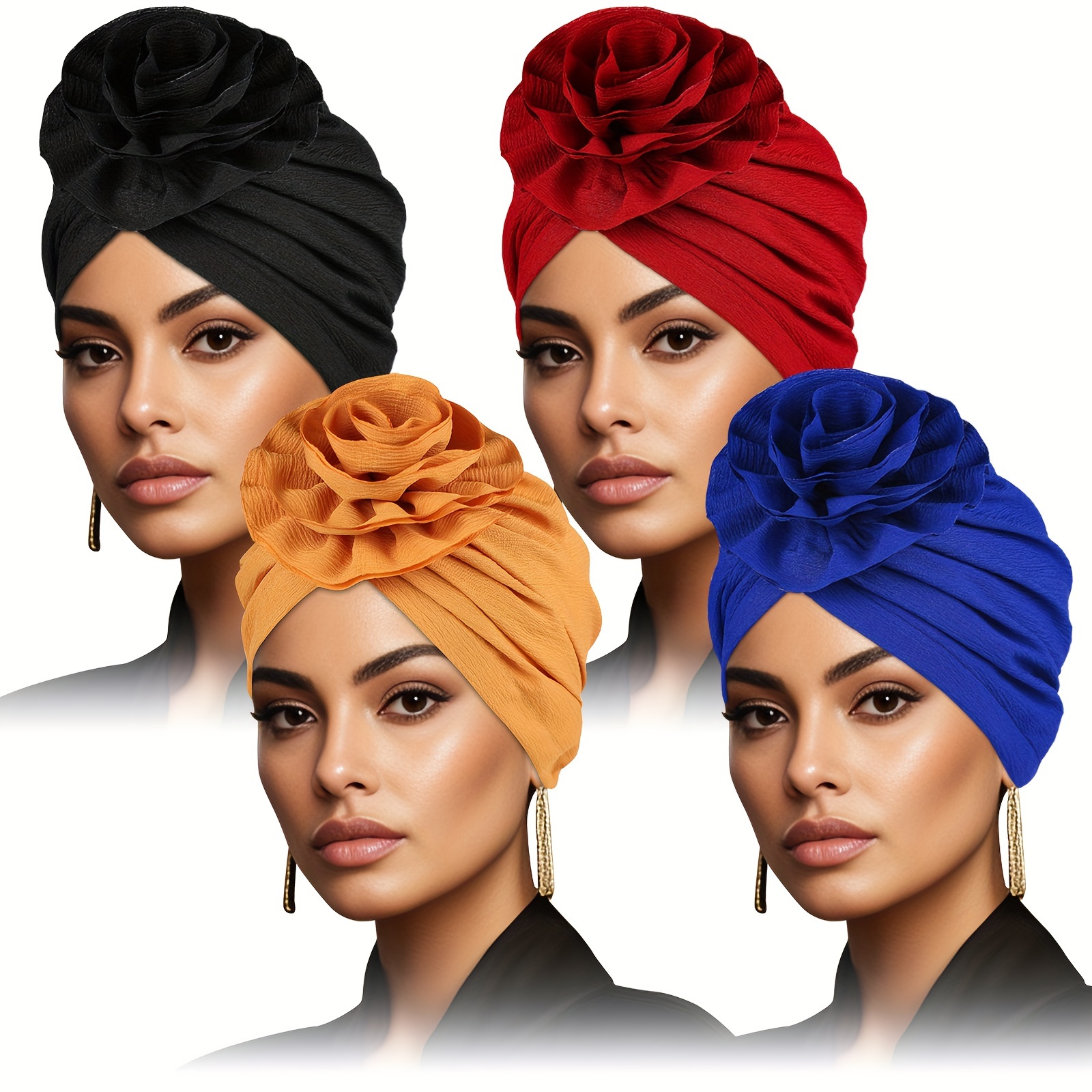 

de 4 bonnets , et décontractés, de grandes fleurs, en de , extensibles et légers, les et les spéciales - élastique, taille unique.