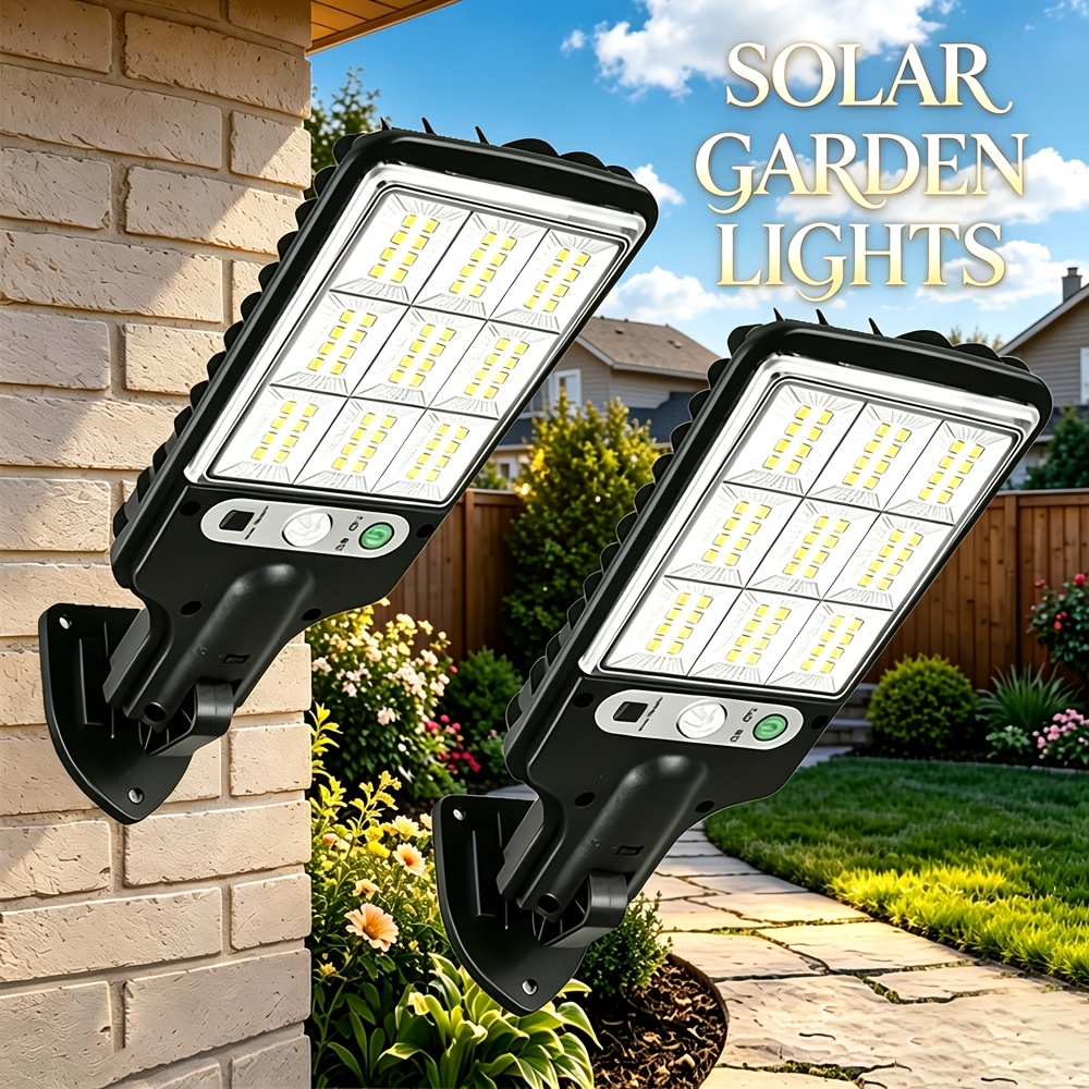 TEMU 2pcs Lampes Murales Solaires d'Extérieur, 72 LED Lampes Solaires de Jardin avec Détecteurs de Mouvement, Marche/Arrêt du à l', de Sécurité