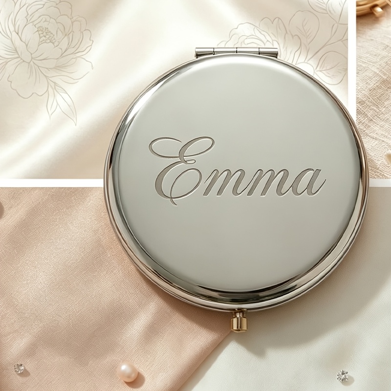 TEMU Personalized Small Mirror, Bridesmaid Proposal Gift, Custom Metal Pocket Mirror, Laser-engraved Bridal Gift, Bridesmaid Gift, Souvenir