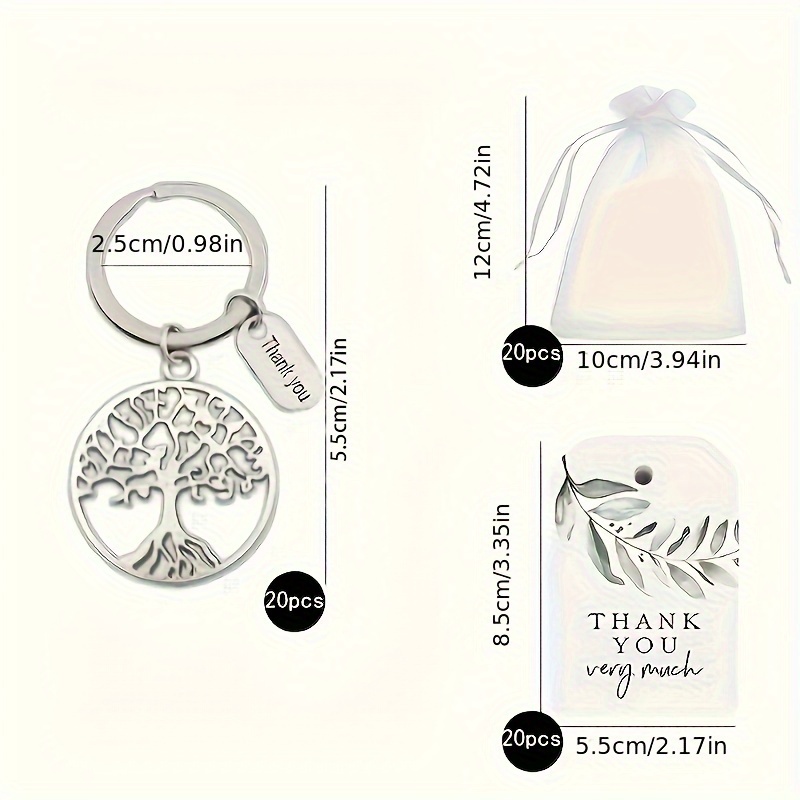 E-shop Geschenk für Sie/Ihn 60 Stück/20 Sets, Party-Geschenkdekoration für Erwachsene – Lebensbaum-Schlüsselanhänger-Geschenkset (20 Sets) mit 20 Stück