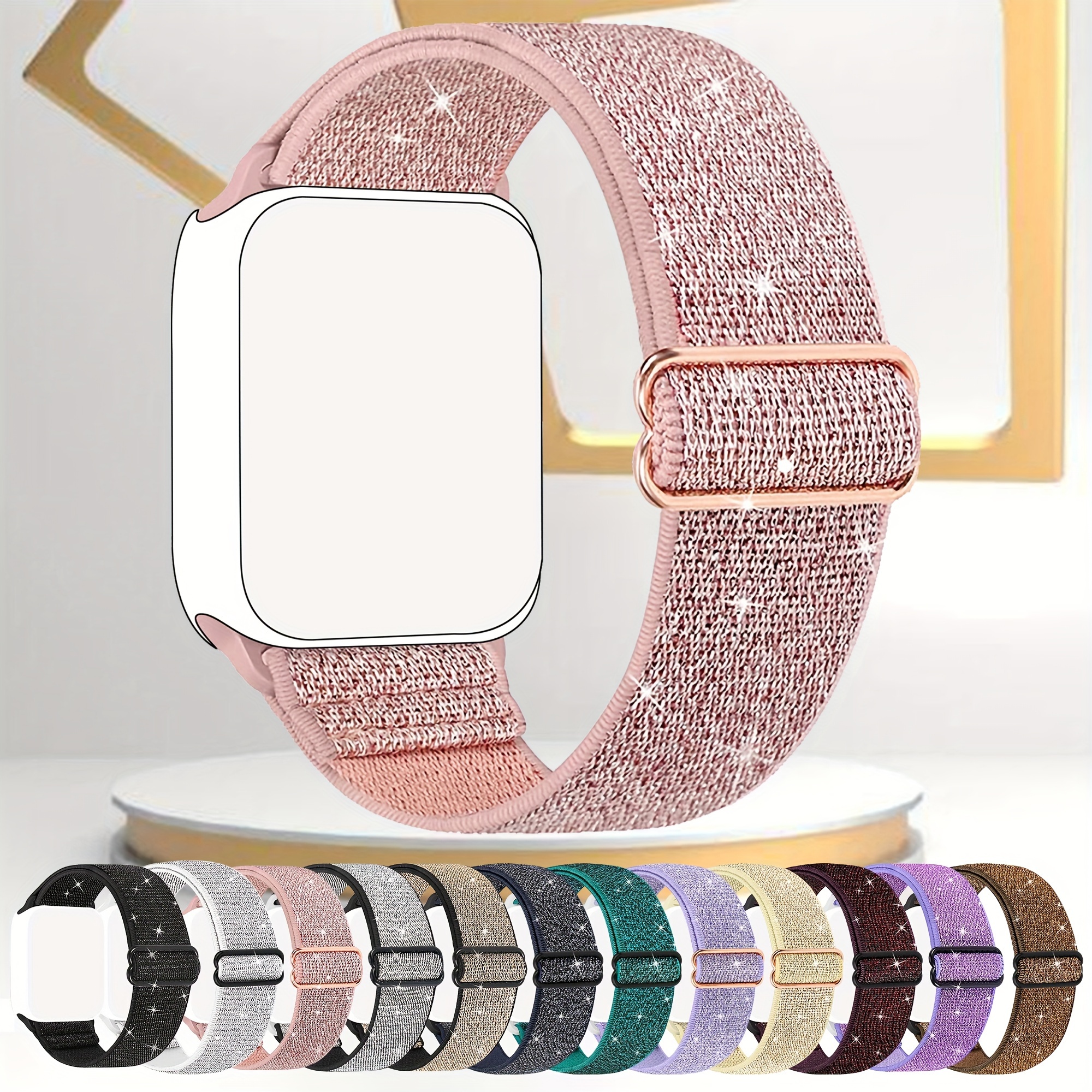 

Bracelet à paillettes réglable en Nylon, pour Apple Watch 45mm 41mm 44mm 40mm 42mm Ultra 49mm pour 7 6 SE 5 4 3 2, accessoires