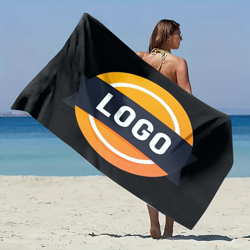 TEMU 1pc Personalized Custom Logo Photo , Team Logo Themed Beach Towel, Self- Photo And Name Text Beach Towel, Suitable For Camping, Travel, Beach