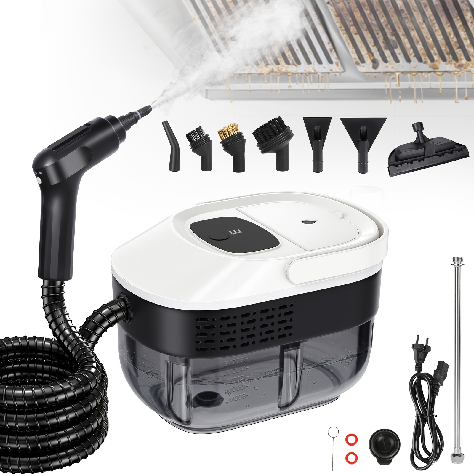 TEMU 2100w High Temperature Steam Cleaner, Adjustable Machine With Replaceable Nozzles, Large Capacity Water Tank, Multi Purpose Household Cleaning