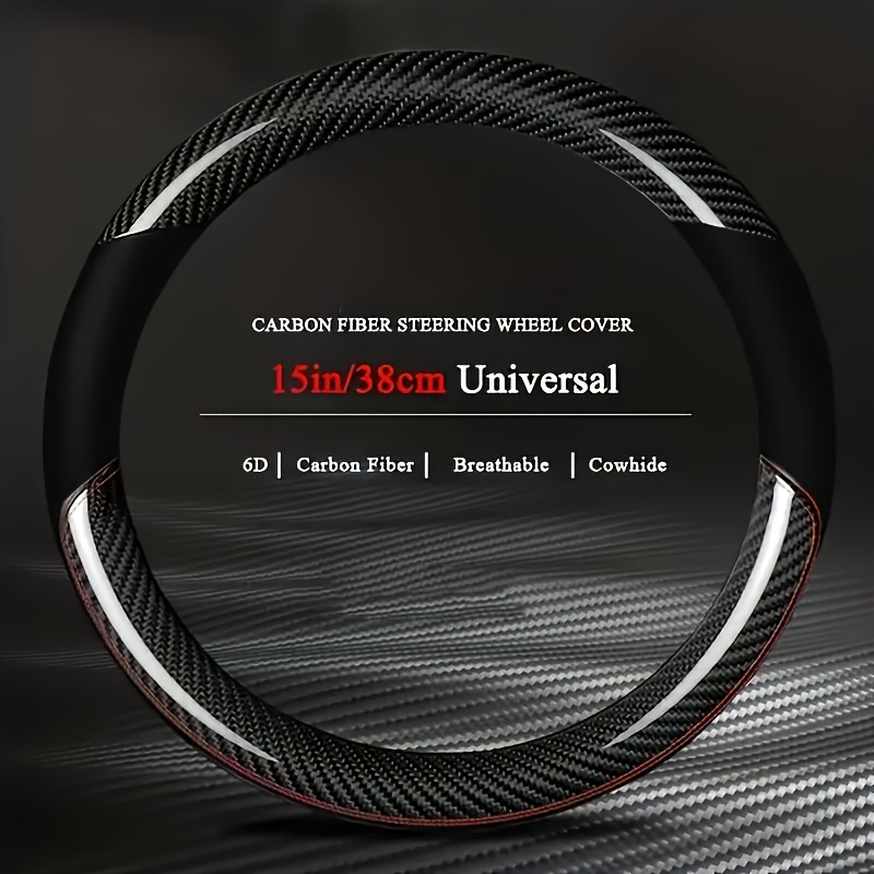 Image of 2024 New 6d Carbon Fiber Faux Leather Steering Wheel Cover Upgrade Your - Fits 98% Of Car Models