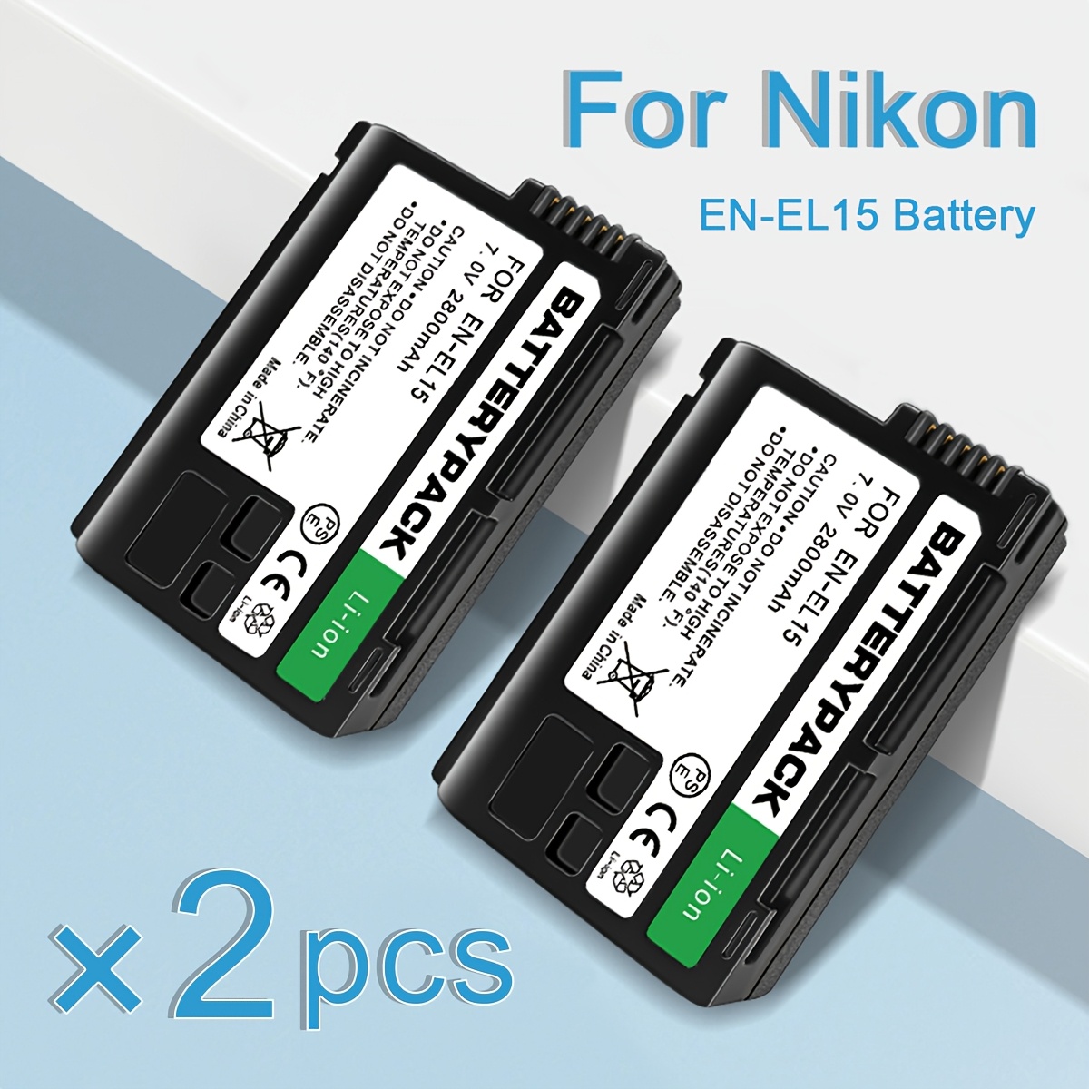 En-el15 En-el15a Battery 2-pack; For Cameras As Following: Z6 Iii, Z6ii, Z6, Z8, , Z5, Z5 Ii, , , , , Z7, Z7 Ii, , , , D800e, , D810a, D7000, , , D7300, 1v1, V1, Z1 Camera Li-