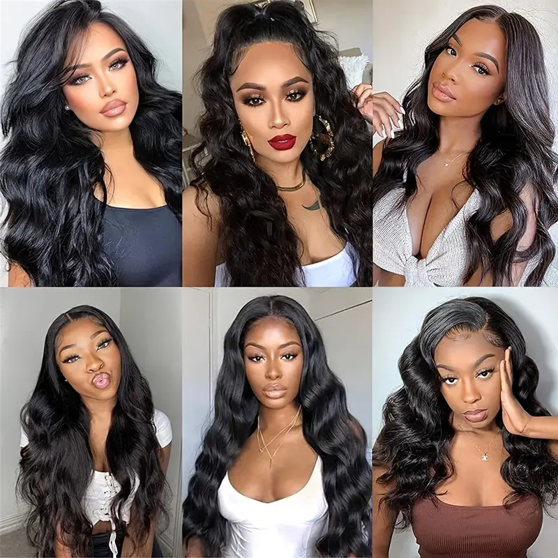 brazilian body wave human hair bundles with lace closure human hair body wave hair bundles with closure 4x4 lace free part natural black hair details 1